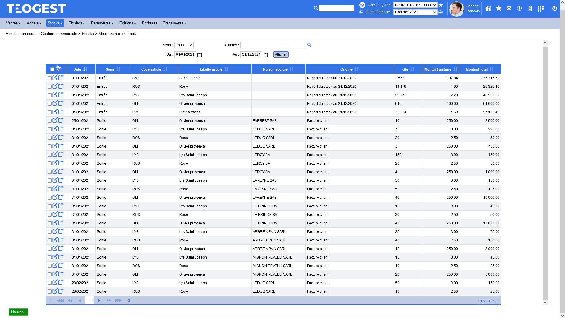 Gestion des stocks avec valorisation en FIFO LIFO ou CAMP